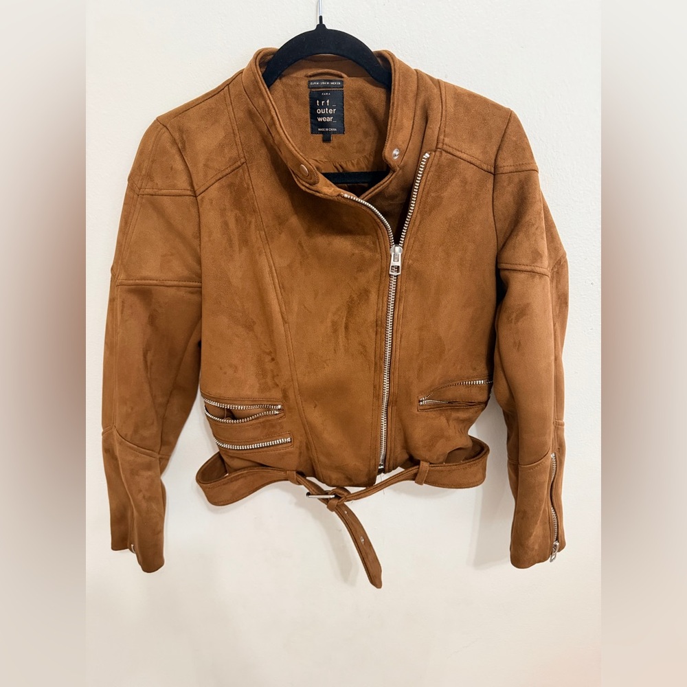 Zara Brown Suede Leather Jacket